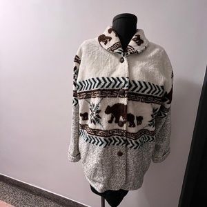 Oversized vintage bears print cardigan 🐻🤎 Fully lined with pockets Size medium